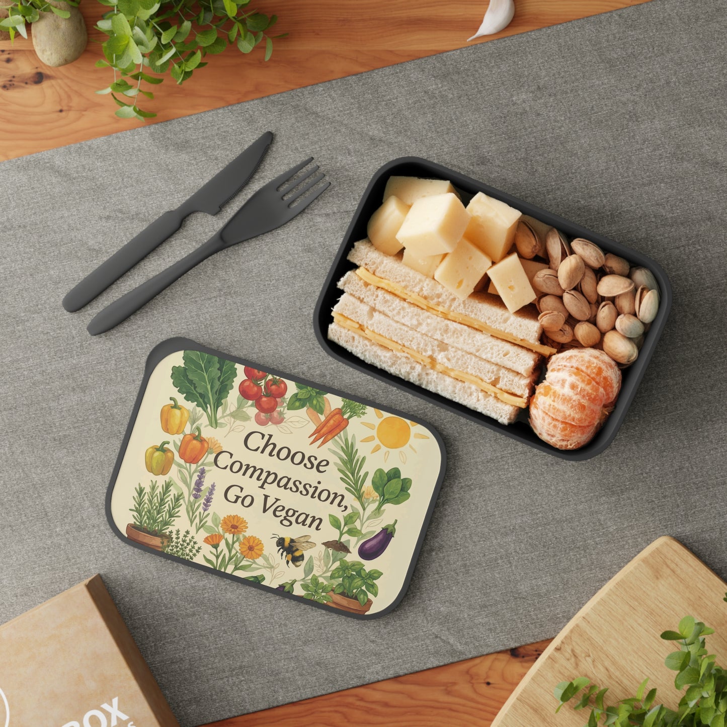Plant-Based Vegan Bento Box | Colorful Herb & Veggie Lunch Set | Eco-Friendly Meal Kit