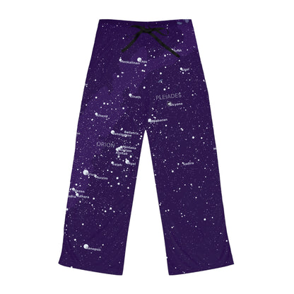 Women's Galaxy Pajama Pants | Purple Celestial Star Map Pajamas | Astronomy Loungewear