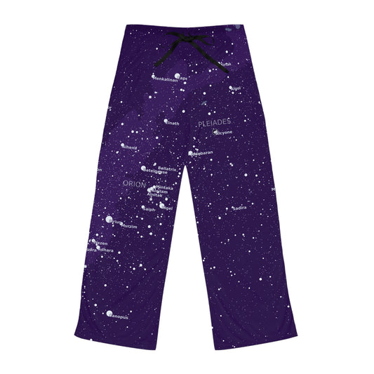 Women's Galaxy Pajama Pants | Purple Celestial Star Map Pajamas | Astronomy Loungewear