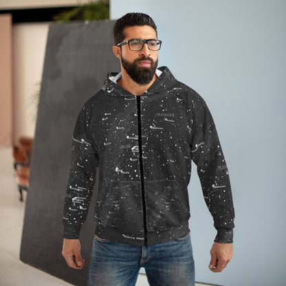 Galaxy Zip Hoodie | Celestial Star Map Hoodie | Astronomy Unisex Sweatshirt