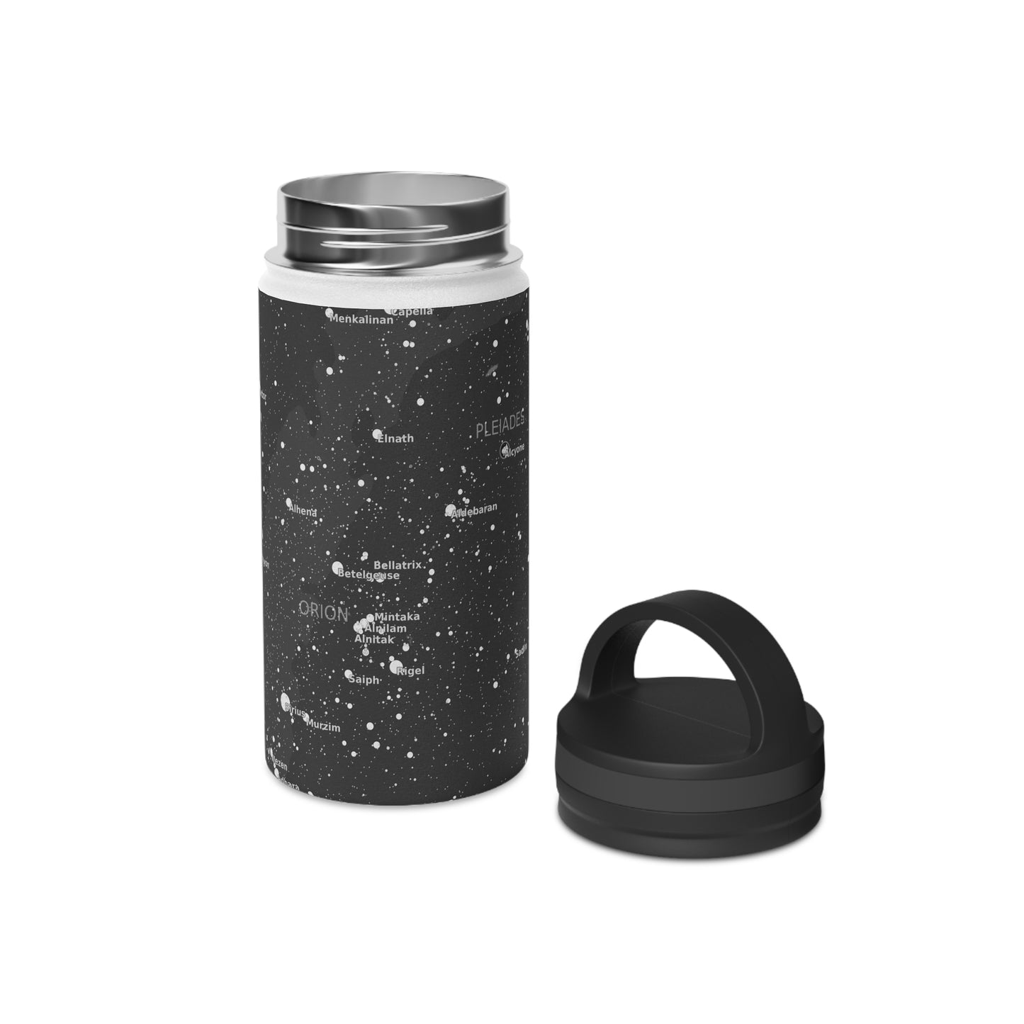 Charcoal Constellation Water Bottle | Insulated Stainless Steel Star Map Bottle | Astronomy Gift for Hikers