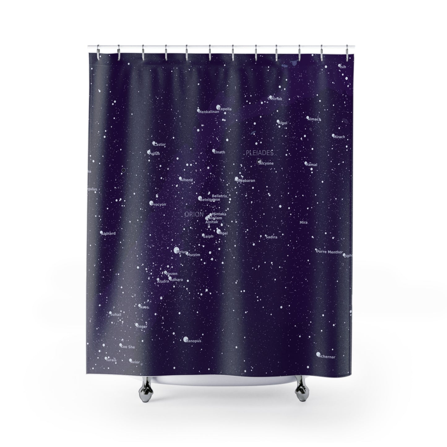 Purple Galaxy Shower Curtain | Celestial Star Map Curtain | Astronomy Bathroom Decor
