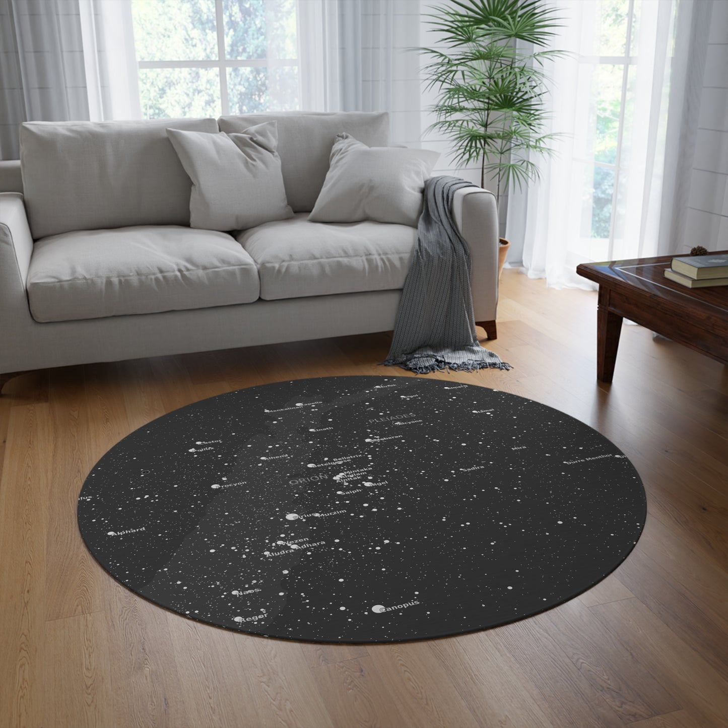 Galaxy Round Rug | Celestial Star Map Rug | Astronomy Home Decor