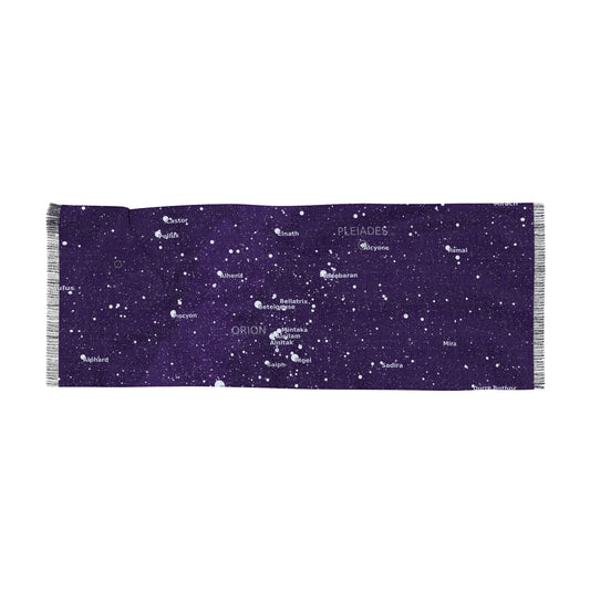 Purple Galaxy Scarf | Celestial Star Map Scarf | Constellation Scarf Gift
