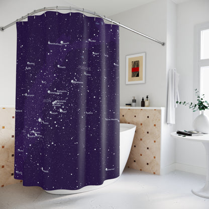 Purple Galaxy Shower Curtain | Celestial Star Map Curtain | Astronomy Bathroom Decor