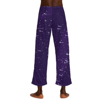 Men's Galaxy Pajama Pants | Purple Celestial Star Map Sleepwear | Astronomy Loungewear