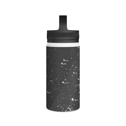 Charcoal Constellation Water Bottle | Insulated Stainless Steel Star Map Bottle | Astronomy Gift for Hikers