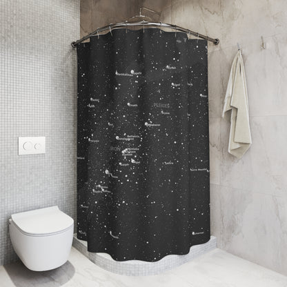 Dark Galaxy Shower Curtain | Celestial Star Map Curtain | Astronomy Bathroom Decor