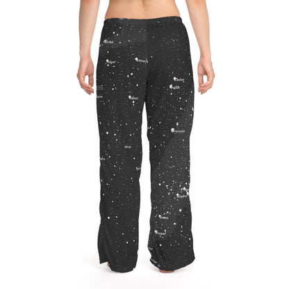 Women's Galaxy Pajama Pants | Dark Celestial Star Map Pajamas | Astronomy Loungewear