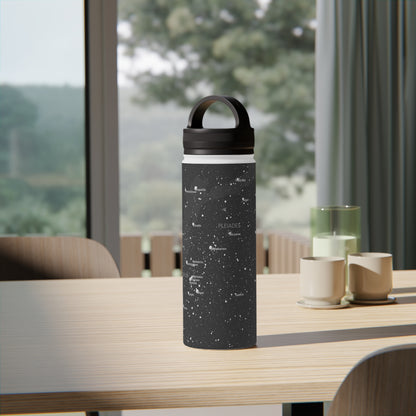 Charcoal Constellation Water Bottle | Insulated Stainless Steel Star Map Bottle | Astronomy Gift for Hikers