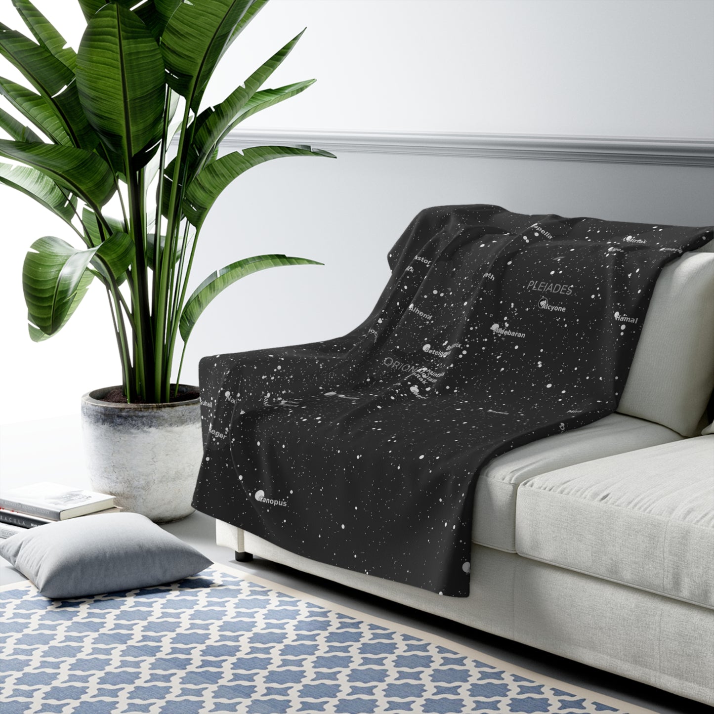 Dark Galaxy Fleece Blanket | Celestial Star Map Throw | Astronomy Sherpa Blanket