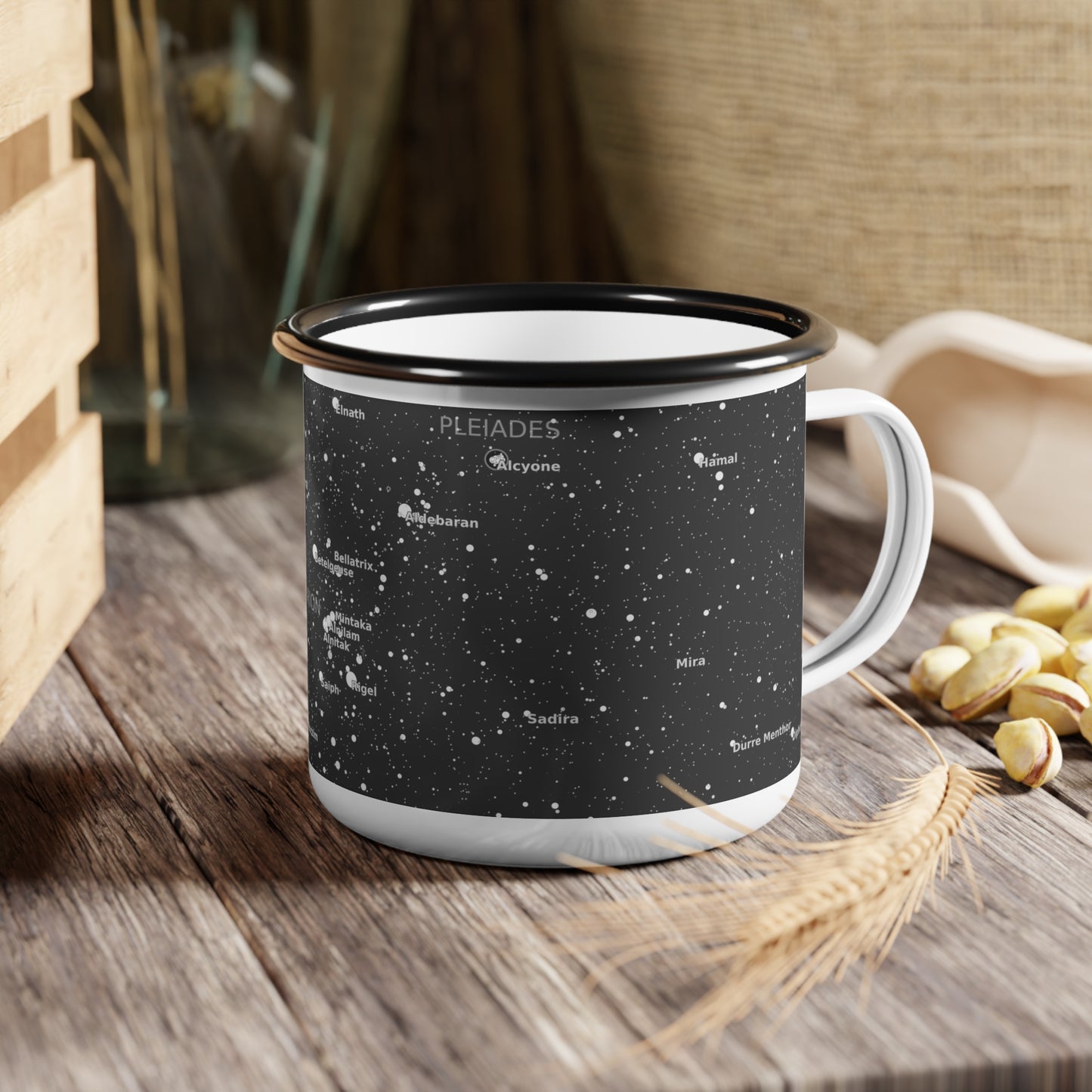 12oz Enamel Camp Cup | Celestial Star Map Mug | Constellation Astronomy Gift for Campers