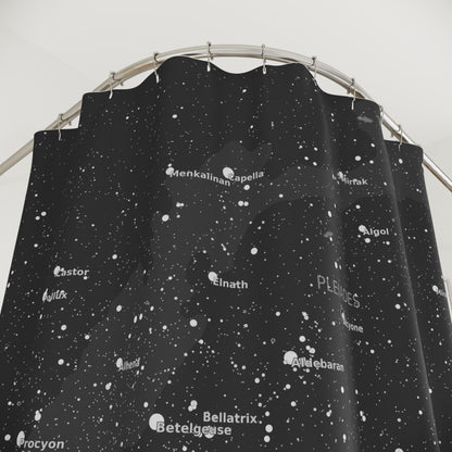 Dark Galaxy Shower Curtain | Celestial Star Map Curtain | Astronomy Bathroom Decor