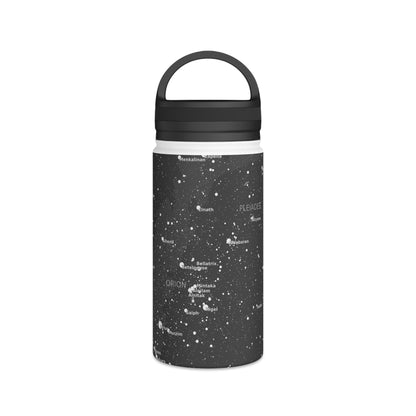 Charcoal Constellation Water Bottle | Insulated Stainless Steel Star Map Bottle | Astronomy Gift for Hikers