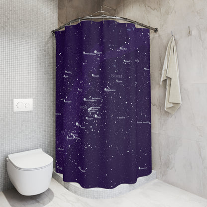 Purple Galaxy Shower Curtain | Celestial Star Map Curtain | Astronomy Bathroom Decor
