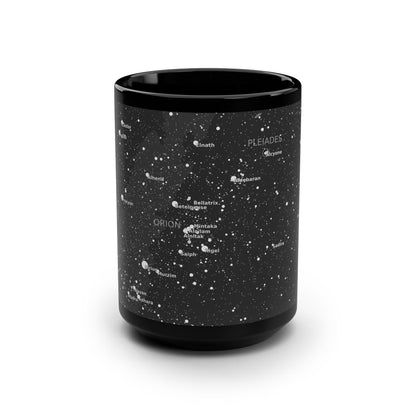 15oz Black Astronomy Mug | Celestial Star Map Coffee Cup | Constellation Science Gift