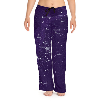 Women's Galaxy Pajama Pants | Purple Celestial Star Map Pajamas | Astronomy Loungewear