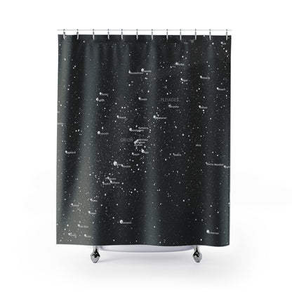 Dark Galaxy Shower Curtain | Celestial Star Map Curtain | Astronomy Bathroom Decor