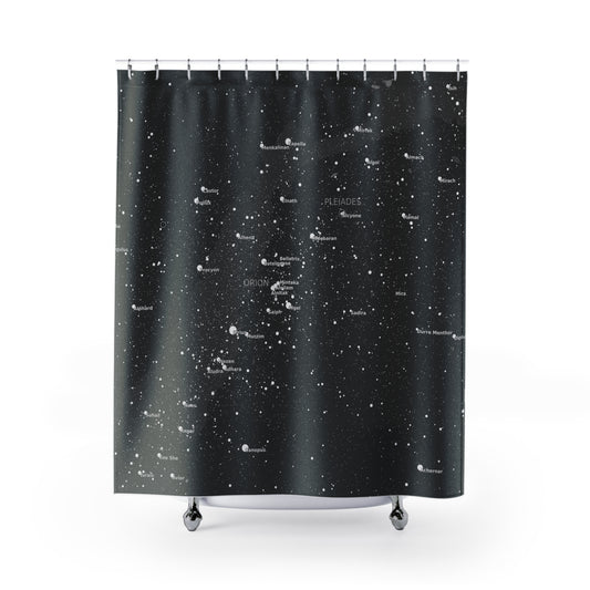 Dark Galaxy Shower Curtain | Celestial Star Map Curtain | Astronomy Bathroom Decor