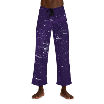 Men's Galaxy Pajama Pants | Purple Celestial Star Map Sleepwear | Astronomy Loungewear