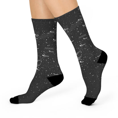 Dark Galaxy Crew Socks | Celestial Star Map Socks | Astronomy Gift Unisex