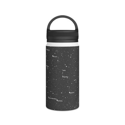 Charcoal Constellation Water Bottle | Insulated Stainless Steel Star Map Bottle | Astronomy Gift for Hikers