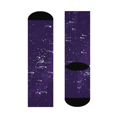 Purple Galaxy Crew Socks | Celestial Star Map Socks | Astronomy Gift Unisex