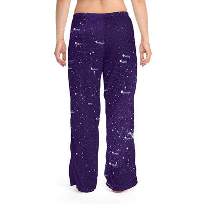 Women's Galaxy Pajama Pants | Purple Celestial Star Map Pajamas | Astronomy Loungewear