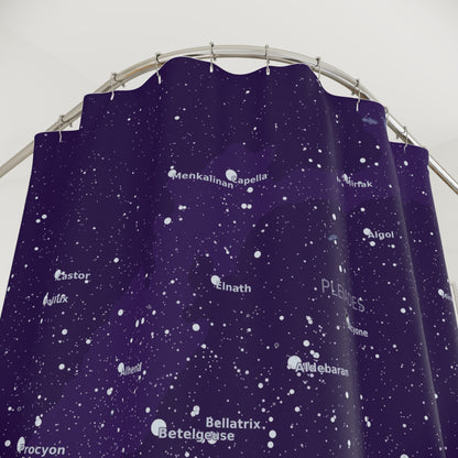 Purple Galaxy Shower Curtain | Celestial Star Map Curtain | Astronomy Bathroom Decor