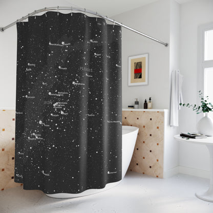 Dark Galaxy Shower Curtain | Celestial Star Map Curtain | Astronomy Bathroom Decor