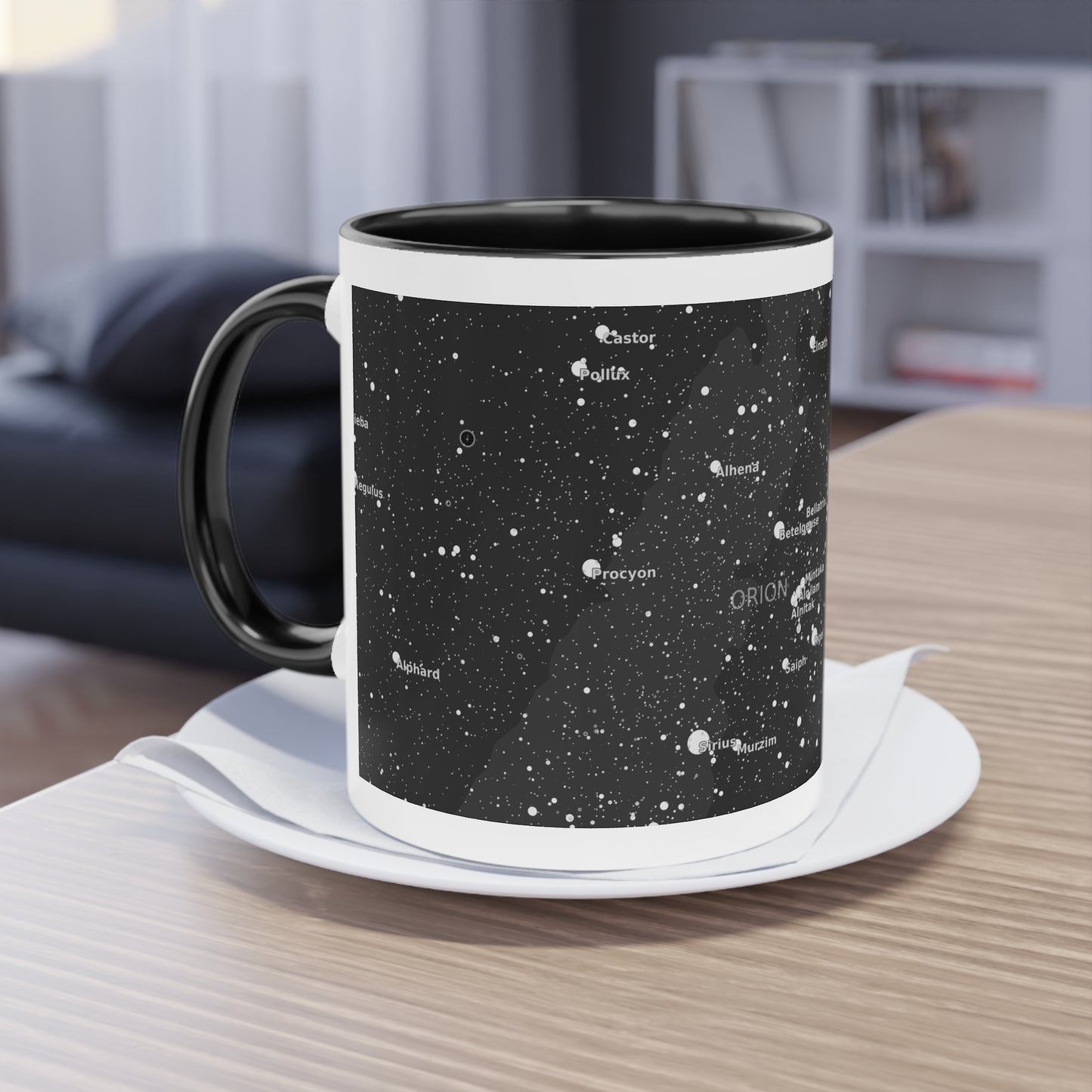 Two Tone Astronomy Mug | 11oz Black and White Star Map Cup | Constellation Coffee Gift