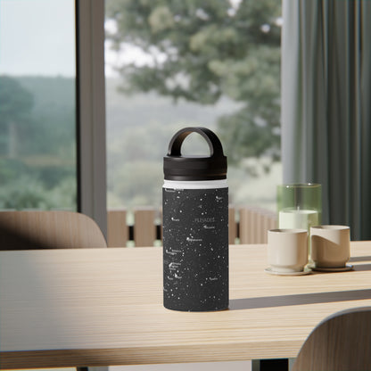 Charcoal Constellation Water Bottle | Insulated Stainless Steel Star Map Bottle | Astronomy Gift for Hikers